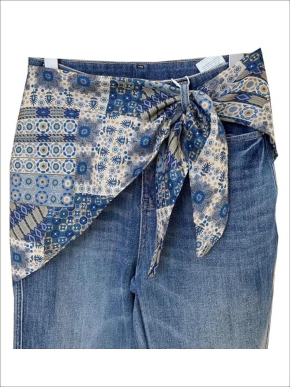 Women's Cotton Satin Floral Triangle Scarf Belt Boho Waist Sash Wrap